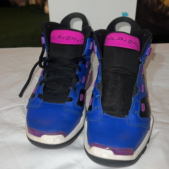 Jordan's, "hyper royal hyper violet" boys size 5y purple, blue and black. - Picture 2 of 6